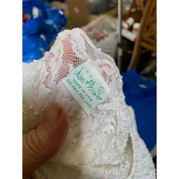 Vintage Nan Flower Women's Size L Sheer Textured Ivory Tank Top - Picture 8 of 9